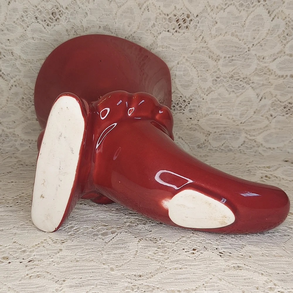 Art Deco Cornucopia Vase Vintage Burgundy Color Decor - Picture 6 of 7